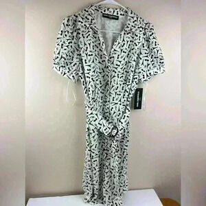 NWT Karl Lagerfeld Dress, Eiffel Tower/sunglasses print, belted, black white‎